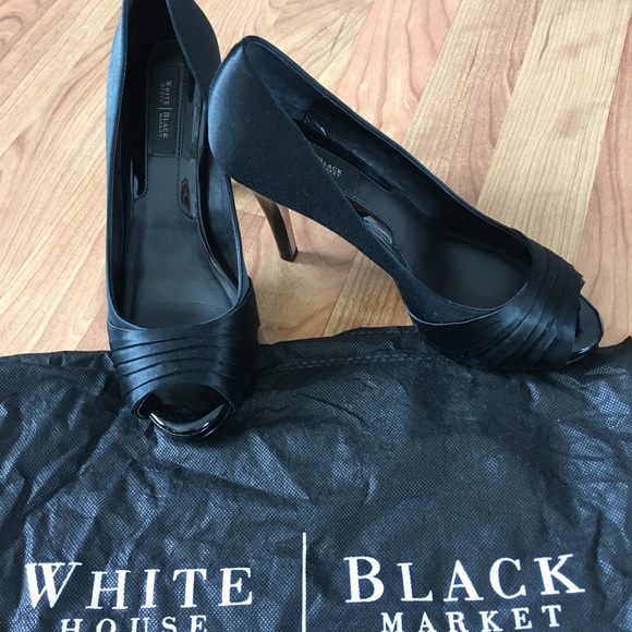 White House Black Market Black peeptoe heels - Picture 2 of 6